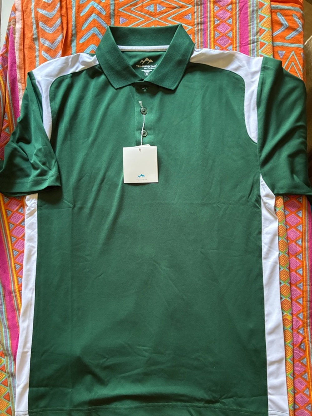 Trail Mountain Green & White Men's Performance Polo